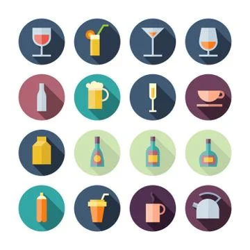 Flat design icons for drinks Stock Illustration