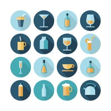 Flat design icons for drinks Stock Illustration