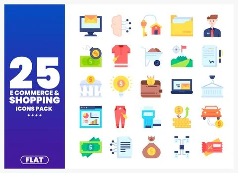 Flat design icons for e-commerce and shopping Stock Illustration