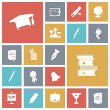 Flat design icons for education Stock Illustration