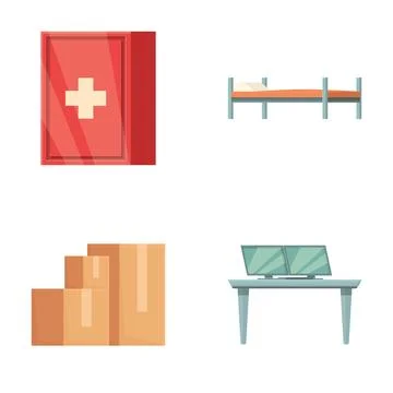 Flat design icons of essential elements 库存插图