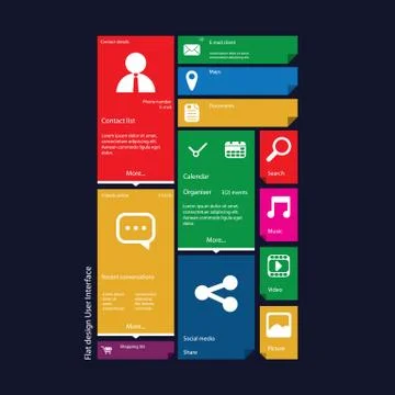 Flat design icons graphic user interface Stock Illustration