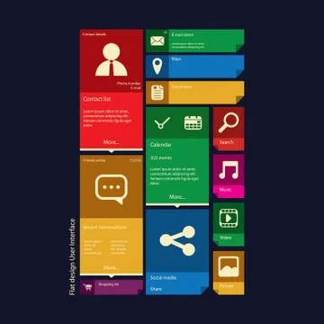 Flat design icons graphic user interface Stockillustratie