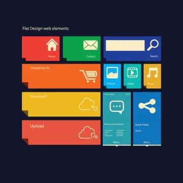 Flat design icons graphic user interface Stock Illustration