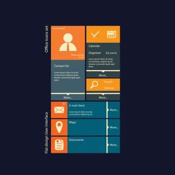 Flat design icons graphic user interface Illustrazione stock