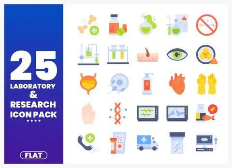 Flat design icons for laboratory and research. Stock Illustration