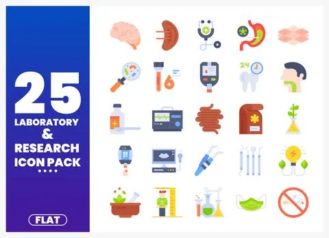 Flat design icons for laboratory and research with medical instruments. Illustrazione stock