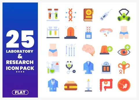 Flat design icons for laboratory and research. set on a white background. Stock Illustration