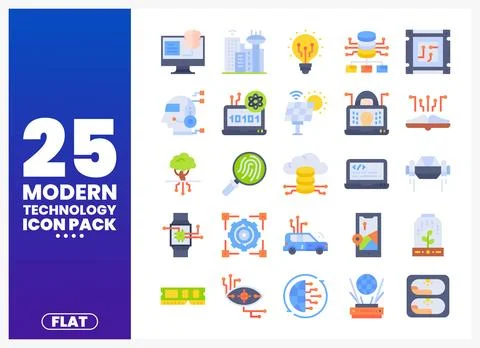 Flat design icons of modern technology and innovation Stock Illustration