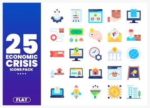 Flat design icons pack featuring economic crisis concepts. Business. financ.. Stock Illustration
