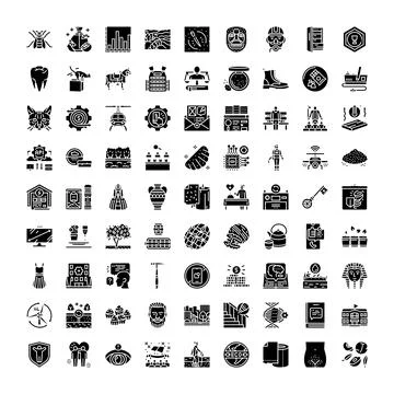 Flat design icons representing diverse business and technology concepts Stock Illustration