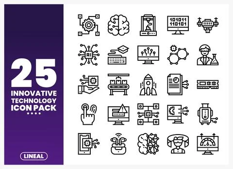 Flat design icons representing innovative technology concepts for digital use Stock Illustration