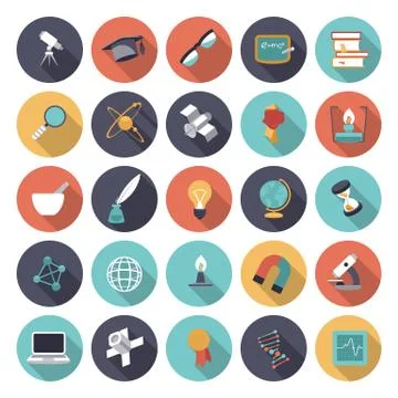 Flat design icons for science and education Stock Illustration