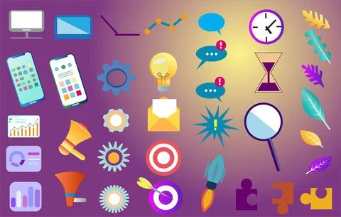 Flat design icons set Stock Illustration