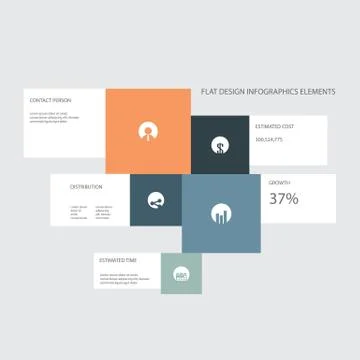 Flat design icons set infographics for business presentations Stock Illustration