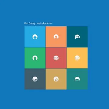Flat design icons set for modern websites. Stock Illustration