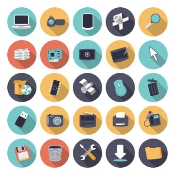Flat design icons for technology and devices Illustrazione stock