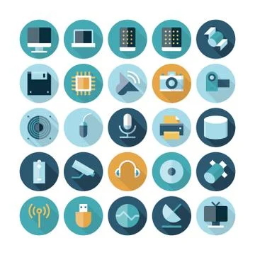 Flat design icons for technology and devices Stock Illustration
