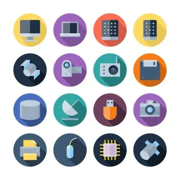 Flat Design Icons For Technology and Devices Stock Illustration