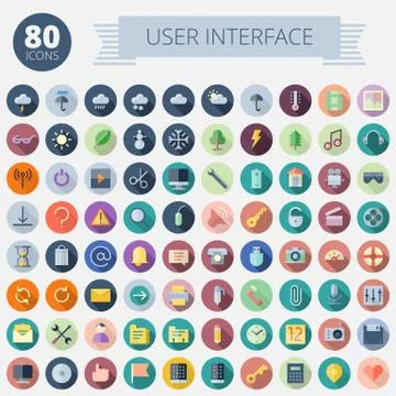 Flat Design Icons For User Interface Stock Illustration