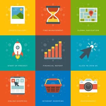 Flat design icons vector symbols for website Illustrazione stock