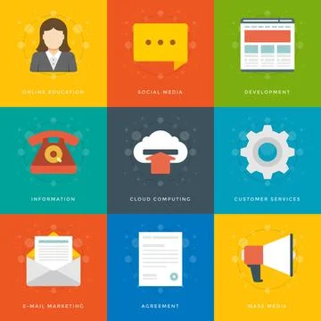 Flat design icons vector symbols for website 스톡 일러스트