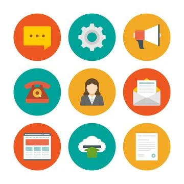 Flat design icons vector symbols for website 스톡 일러스트
