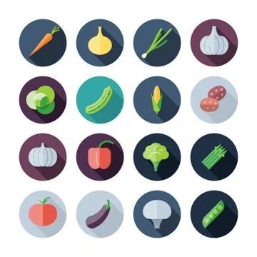 Flat design icons for vegetables Stock Illustration