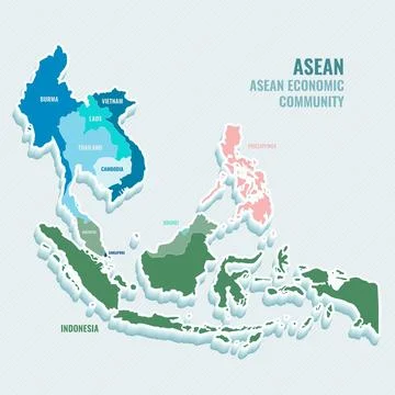 Flat design illustration asean map Stock Illustration
