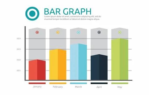 Flat Design Illustration of Bar Graph Chart Diagram for Business Data Month.. Illustrazione stock