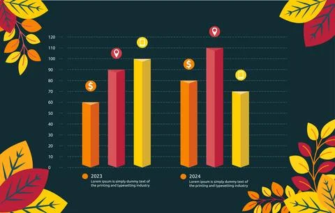 Flat Design Illustration of Bar Graph Chart Comparison for Business Report .. Illustrazione stock