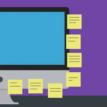 Flat design illustration - computer screen with stickers Illustrazione stock