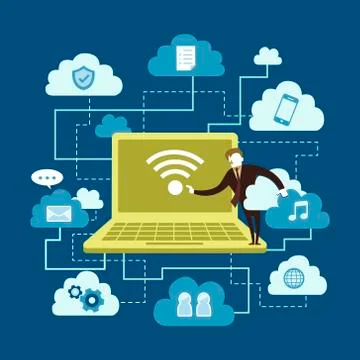 Flat design illustration concept of cloud computing 스톡 일러스트