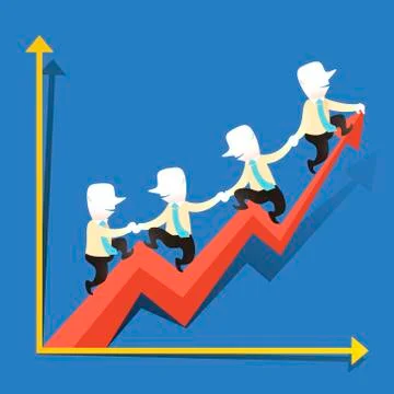 Flat design illustration concept of cooperation performance growth Stock Illustration