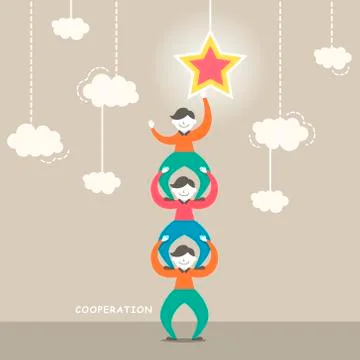 Flat design illustration concept of cooperation Stockillustratie