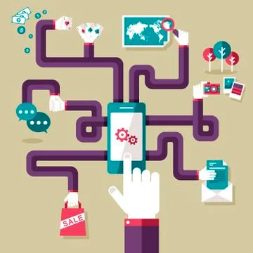 Flat design illustration concept for mobile apps Stock Illustration