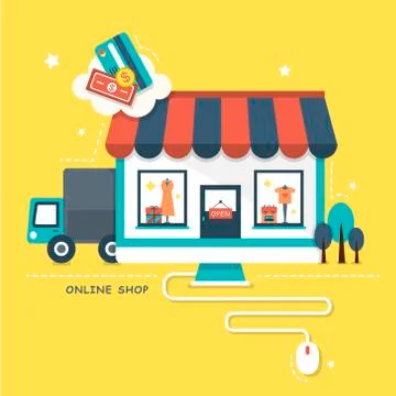 Flat design illustration concept of online shop Stock Illustration