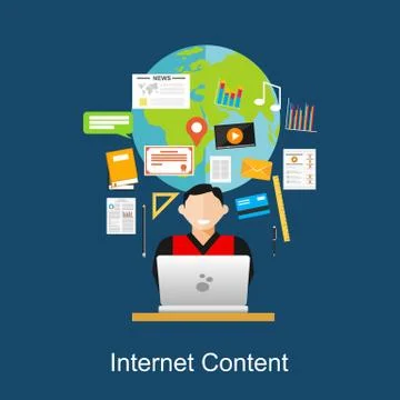 Flat design illustration concepts for internet content, web content, search e Stock Illustration