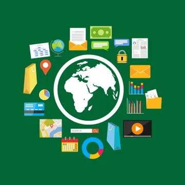Flat design illustration concepts for internet content, web content, search e Stock Illustration