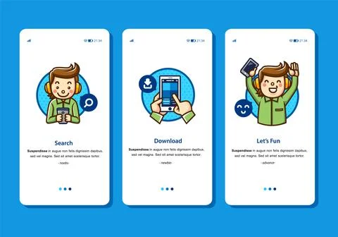 Flat design illustration of download process with man character download from Stock Illustration