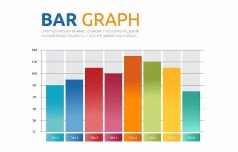Flat Design Illustration of Gradient Bar Graph Chart Diagram for Business D.. Stock Illustration