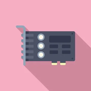 Flat design illustration of graphics card Stock Illustration