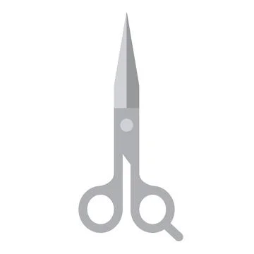 Flat design illustration of grey scissors, cutting tool for barbers, hairstylist Stock Illustration