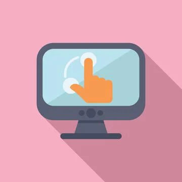 Flat design illustration of hand cursor clicking monitor Illustrazione stock