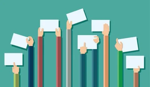 Flat design illustration of hands holding paper with copy space for text Stock Illustration