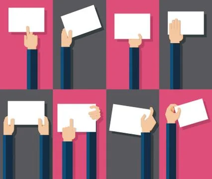 Flat design illustration of hands holding paper with copy space for text Stock Illustration