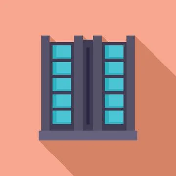 Flat design illustration of a modern building with blue windows Ilustración de archivo