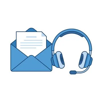 Flat design illustration of an open blue envelope with a document and a blue イラスト素材