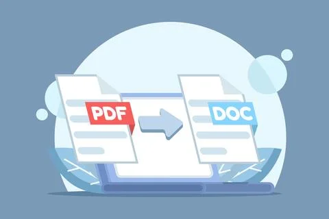 Flat design illustration of PDF conversion. PDF to JPG converter. Stock Illustration