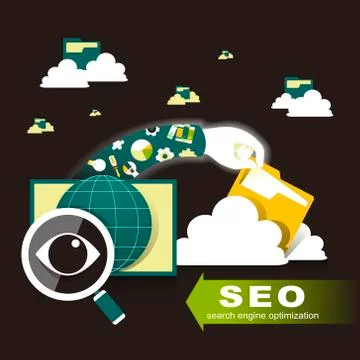 Flat design illustration of search engine optimization Stock Illustration